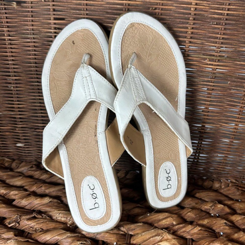 boc Sz 11 Women's White Slip On Thong Sandals - Picture 2 of 6